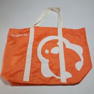 Sea World Tote Large Orange & White 100% Nylon